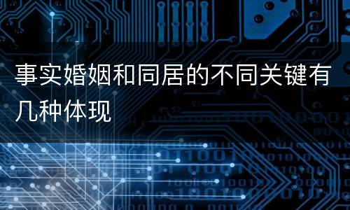 事实婚姻和同居的不同关键有几种体现