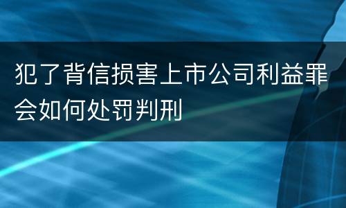 犯了背信损害上市公司利益罪会如何处罚判刑
