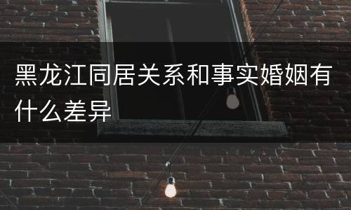 黑龙江同居关系和事实婚姻有什么差异