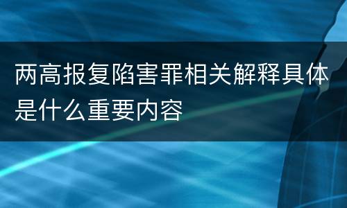 两高报复陷害罪相关解释具体是什么重要内容