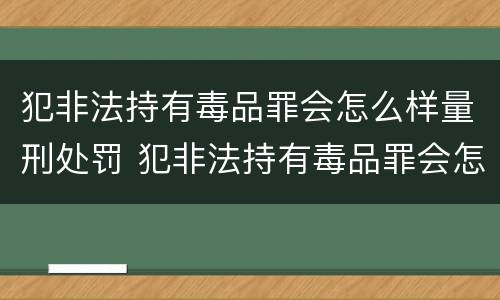 犯非法持有毒品罪会怎么样量刑处罚 犯非法持有毒品罪会怎么样量刑处罚多少钱