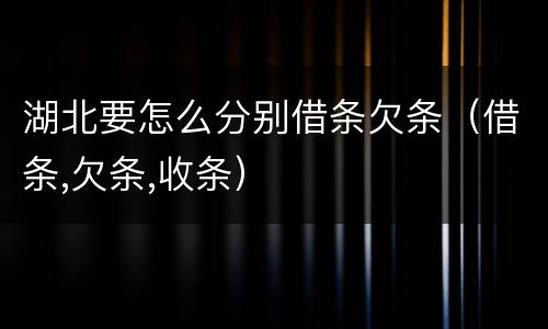 湖北要怎么分别借条欠条（借条,欠条,收条）