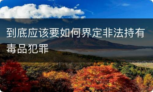 到底应该要如何界定非法持有毒品犯罪