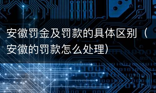 安徽罚金及罚款的具体区别（安徽的罚款怎么处理）