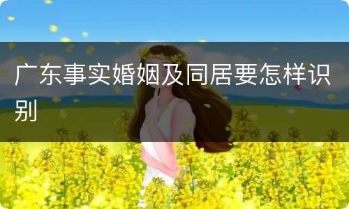 广东事实婚姻及同居要怎样识别