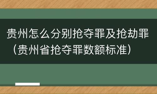 贵州怎么分别抢夺罪及抢劫罪（贵州省抢夺罪数额标准）
