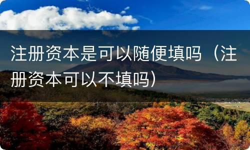 注册资本是可以随便填吗（注册资本可以不填吗）