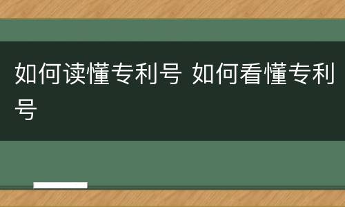 如何读懂专利号 如何看懂专利号