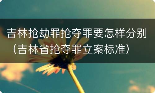 吉林抢劫罪抢夺罪要怎样分别（吉林省抢夺罪立案标准）