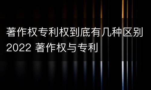 著作权专利权到底有几种区别2022 著作权与专利