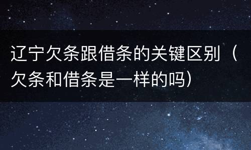 辽宁欠条跟借条的关键区别（欠条和借条是一样的吗）