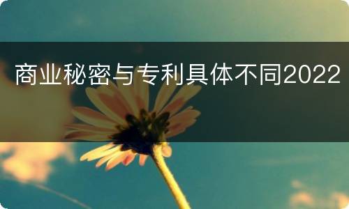 商业秘密与专利具体不同2022