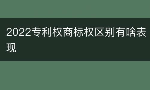 2022专利权商标权区别有啥表现