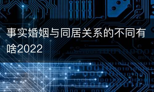 事实婚姻与同居关系的不同有啥2022