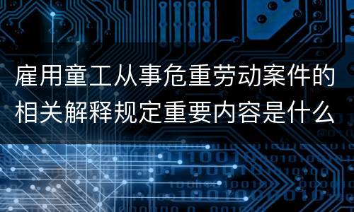 雇用童工从事危重劳动案件的相关解释规定重要内容是什么