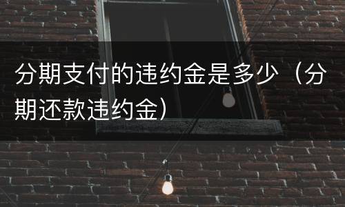 分期支付的违约金是多少（分期还款违约金）