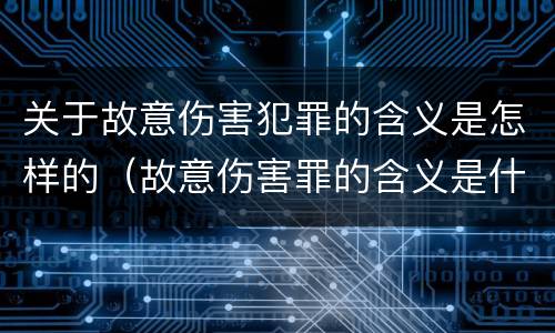 关于故意伤害犯罪的含义是怎样的（故意伤害罪的含义是什么）