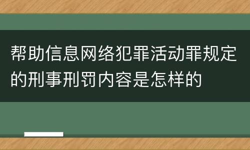 帮助信息网络犯罪活动罪规定的刑事刑罚内容是怎样的