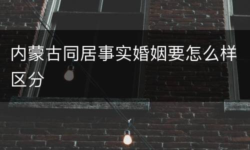 内蒙古同居事实婚姻要怎么样区分