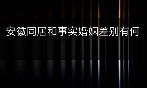 安徽同居和事实婚姻差别有何