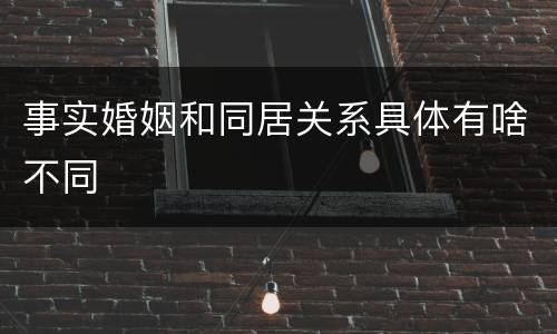 事实婚姻和同居关系具体有啥不同