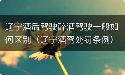 辽宁酒后驾驶醉酒驾驶一般如何区别（辽宁酒驾处罚条例）