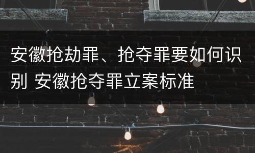 安徽抢劫罪、抢夺罪要如何识别 安徽抢夺罪立案标准