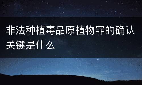 非法种植毒品原植物罪的确认关键是什么