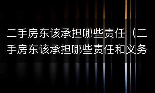 二手房东该承担哪些责任（二手房东该承担哪些责任和义务）