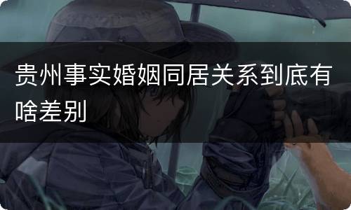 贵州事实婚姻同居关系到底有啥差别