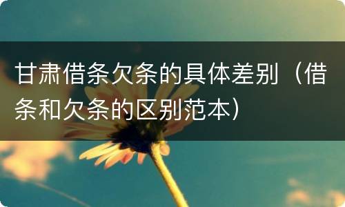 甘肃借条欠条的具体差别（借条和欠条的区别范本）
