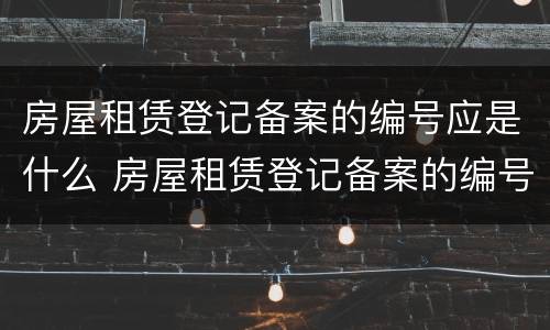 房屋租赁登记备案的编号应是什么 房屋租赁登记备案的编号应是什么号