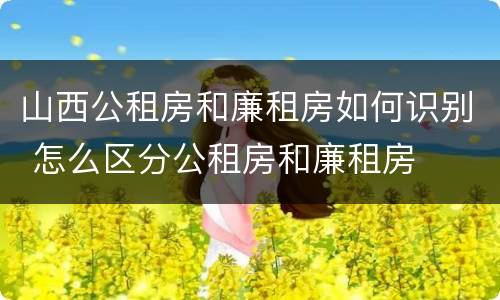 山西公租房和廉租房如何识别 怎么区分公租房和廉租房