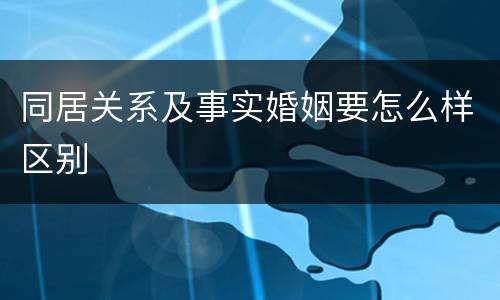 同居关系及事实婚姻要怎么样区别