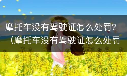 摩托车没有驾驶证怎么处罚？（摩托车没有驾驶证怎么处罚2019）