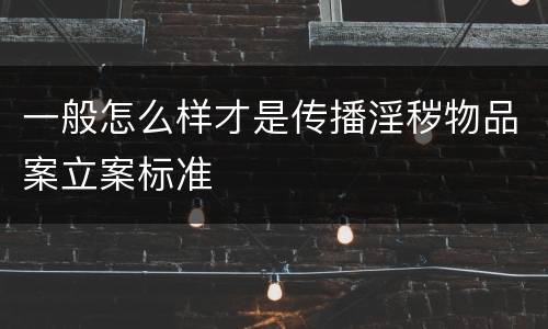 一般怎么样才是传播淫秽物品案立案标准