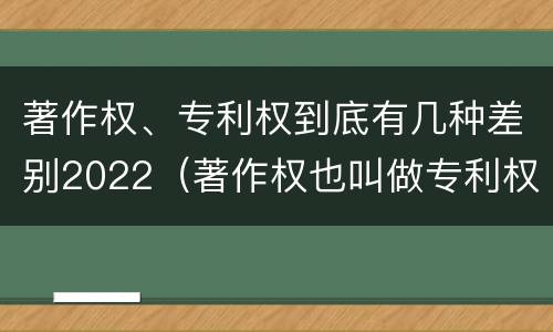 著作权、专利权到底有几种差别2022（著作权也叫做专利权吗）