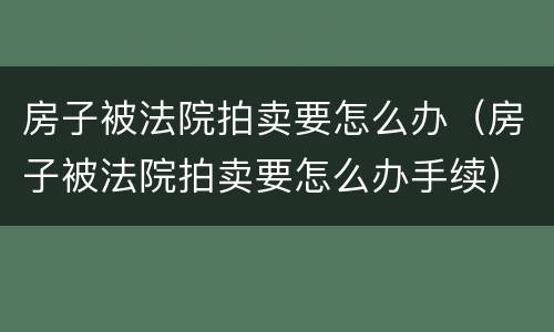 房子被法院拍卖要怎么办（房子被法院拍卖要怎么办手续）