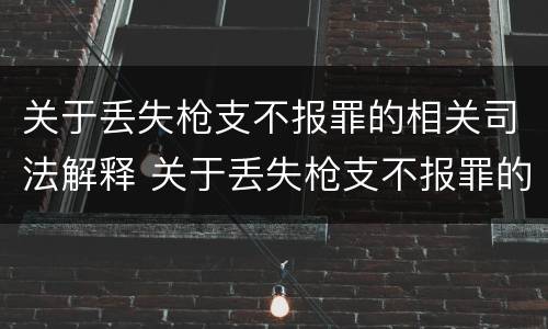 关于丢失枪支不报罪的相关司法解释 关于丢失枪支不报罪的相关司法解释有哪些
