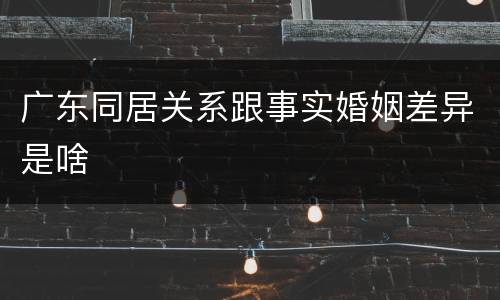 广东同居关系跟事实婚姻差异是啥