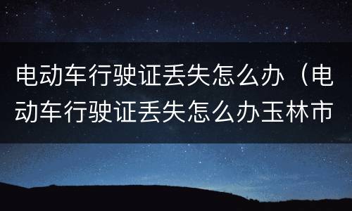电动车行驶证丢失怎么办（电动车行驶证丢失怎么办玉林市）