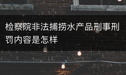 检察院非法捕捞水产品刑事刑罚内容是怎样