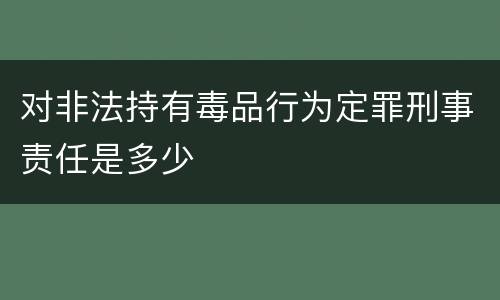 对非法持有毒品行为定罪刑事责任是多少