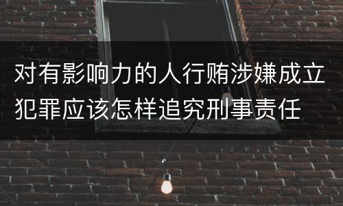 对有影响力的人行贿涉嫌成立犯罪应该怎样追究刑事责任