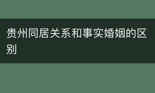 贵州同居关系和事实婚姻的区别