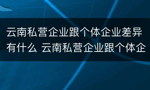 云南私营企业跟个体企业差异有什么 云南私营企业跟个体企业差异有什么影响