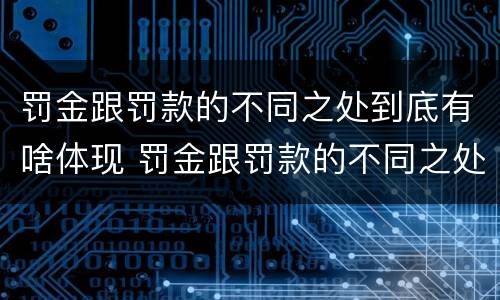 罚金跟罚款的不同之处到底有啥体现 罚金跟罚款的不同之处到底有啥体现呢