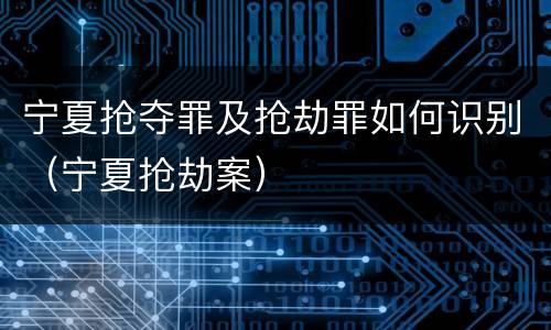 宁夏抢夺罪及抢劫罪如何识别（宁夏抢劫案）