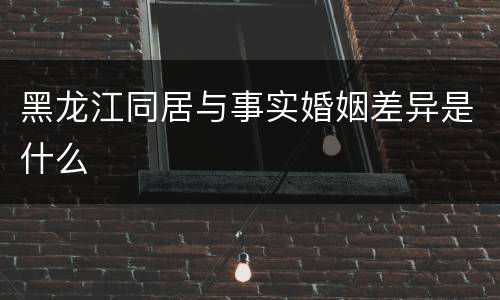 黑龙江同居与事实婚姻差异是什么