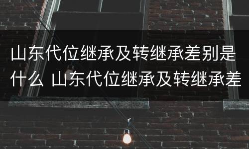 山东代位继承及转继承差别是什么 山东代位继承及转继承差别是什么